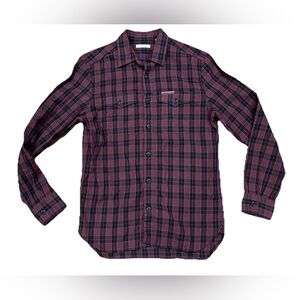 Burberry Brit Button Down Up Plaid Shirt Mens Medium Wool Blend Long Sleeve